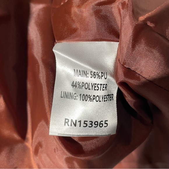 New Area Stars Faux Leather Double Breasted Cropped Jacket Brown Size Large - Picture 14 of 16